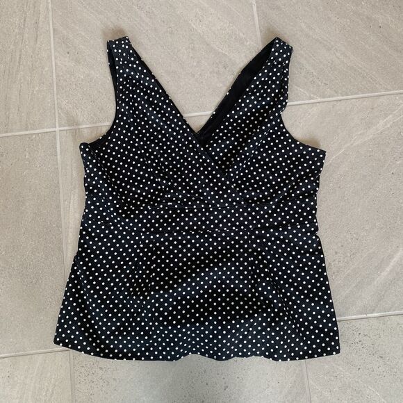 TORRID Black & White Polka Dot Peplum Top Lined V-Neck Sleeveless - Sz 2 Or 2X - Picture 1 of 5
